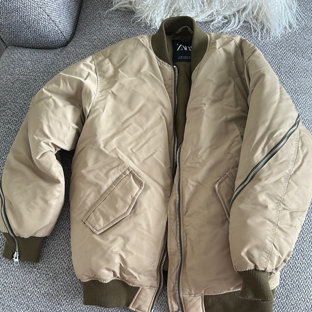 Zara Women’s Tan Bomber Jacket